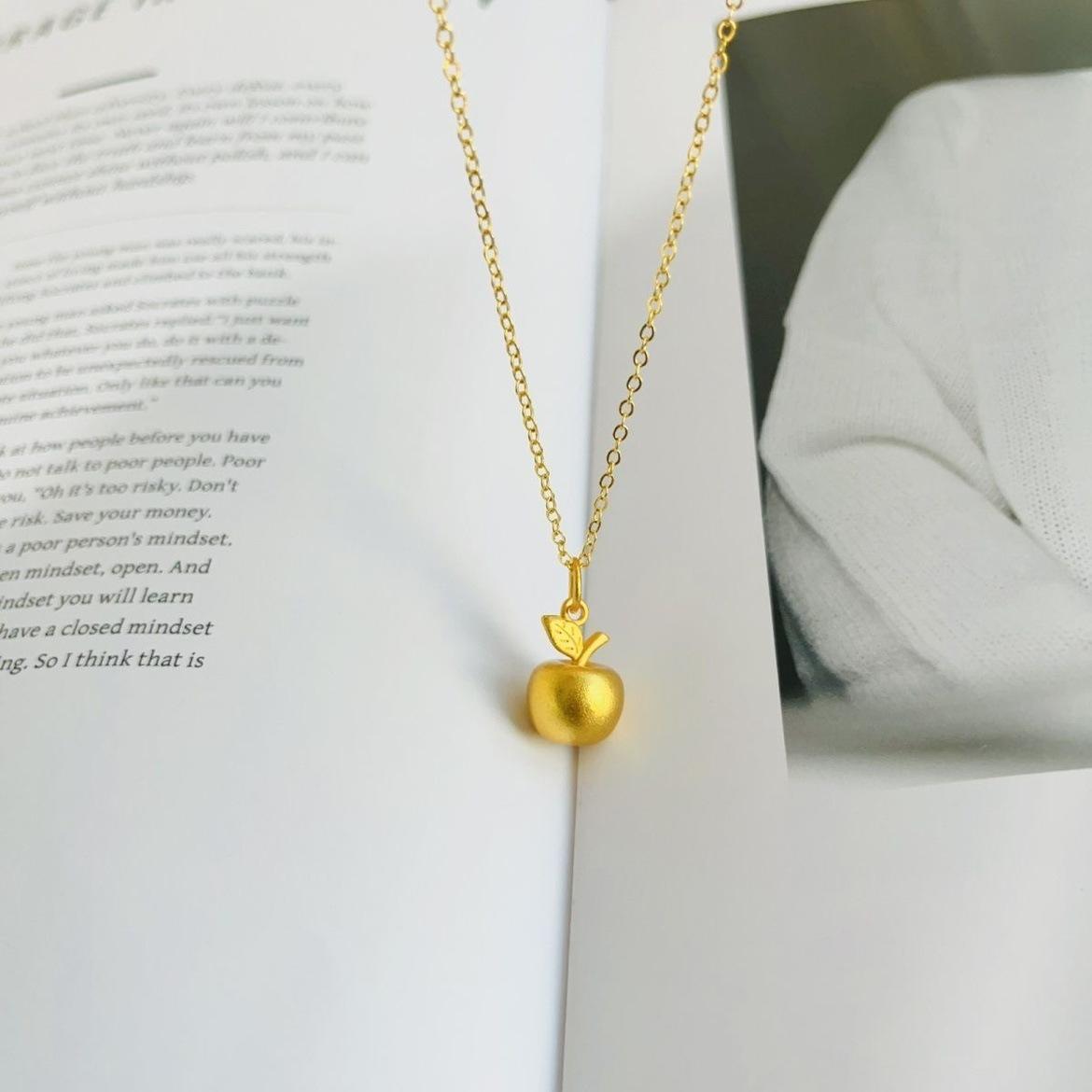 

Древнее золото матовое яблоко кулон ожерелье простое высококлассное ожерелье-цепочка для ключиц модное универсальное легкое роскошное ожерелье аксессуары женщины