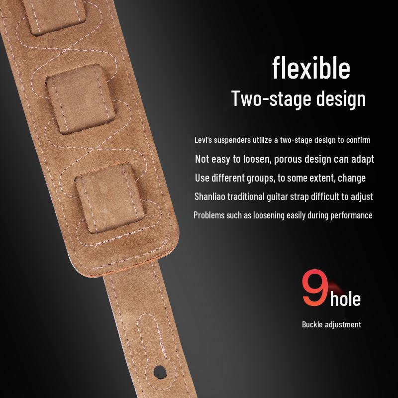 רצועת גיטרה מעור Levy's Li Weisi לגיטרה חשמלית, אקוסטית או בס - MS12/26 רצועת כתף רוק