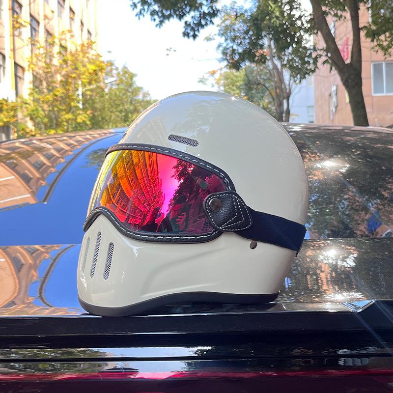German Fiberglass Small Helmet Body Retro Helmet Motorcycle Men's and Women's Ultra-light Cruise Locomotive Full Helmet