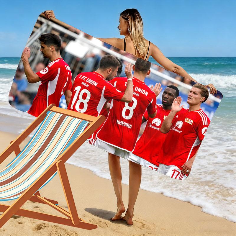 Union Berlin Spieler Print Strandtuch, Großes Weiches Schnelltrocknendes Handtuch für Strand Camping Schwimmen