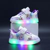 Zapatos deportivos para niñas con luz LED, suela suave para niños, zapatos casuales de princesa rosa y morado
