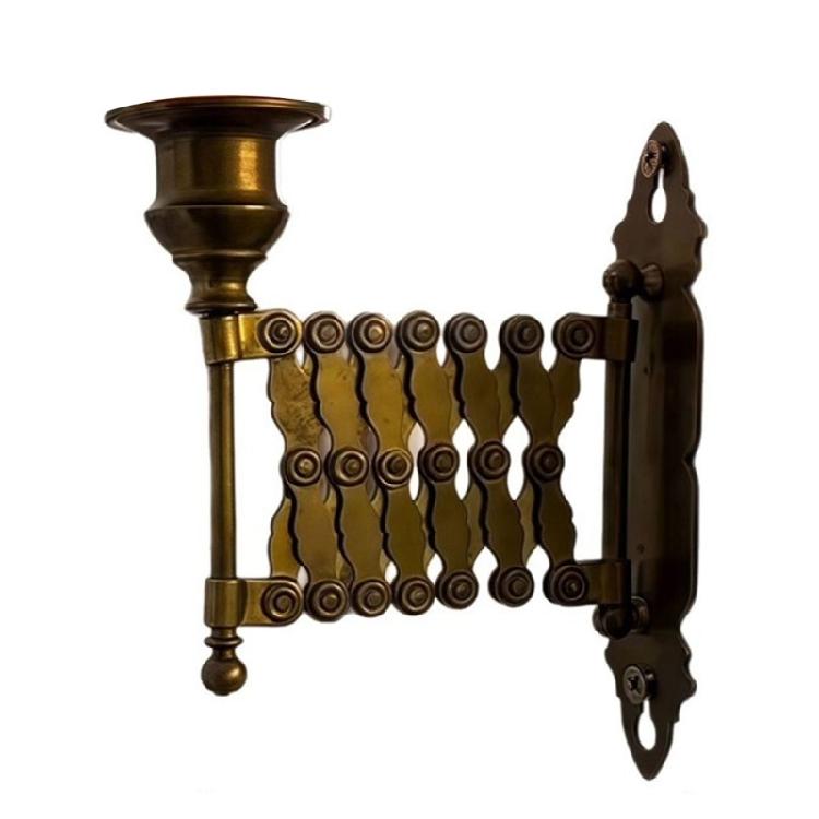 

Antique Metal Candelabra With Adjustable Length Wall Mount Extending Taper Candleholder Sconce For Ambients Lighting 1
