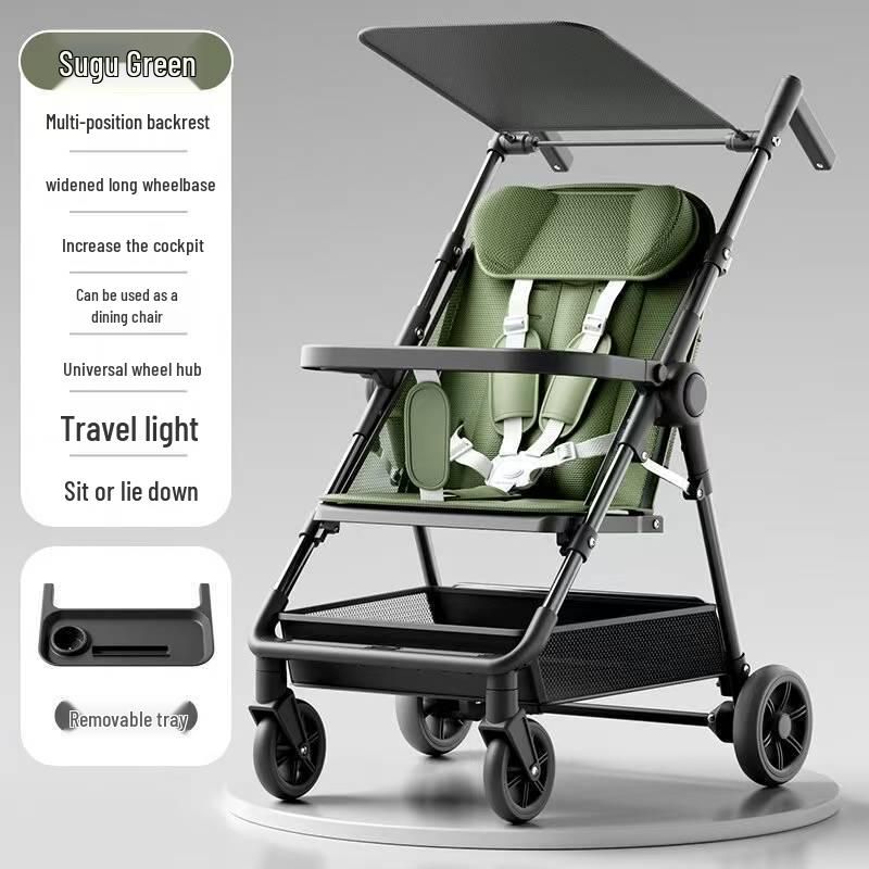 Compact Foldable Baby Stroller: Lightweight, One-Button Fold for Travel and Commuting