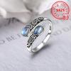 [Sterling Silver Ring] Vintage Bohemian 925 Sterling Silver Moonstone Spoon-Shaped Ring | Adjustable Butterfly Closure, Daily Wear & Gift for Her, Inc