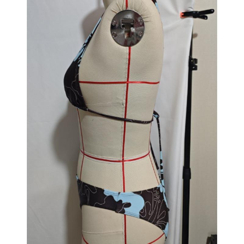 Set Bikini da Donna Tropicale con Stampa Ibisco a Fascia Due Pezzi