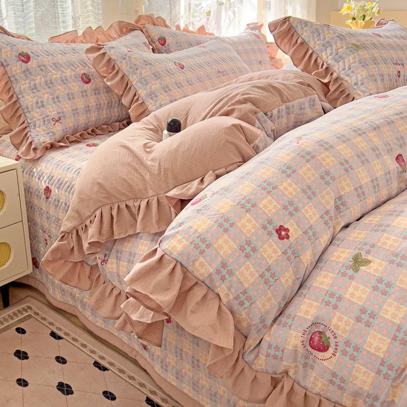 Mei Yun Ge Yun Gan Jacquard Double layer Yarn Bed Cover Han Edition Four piece Set