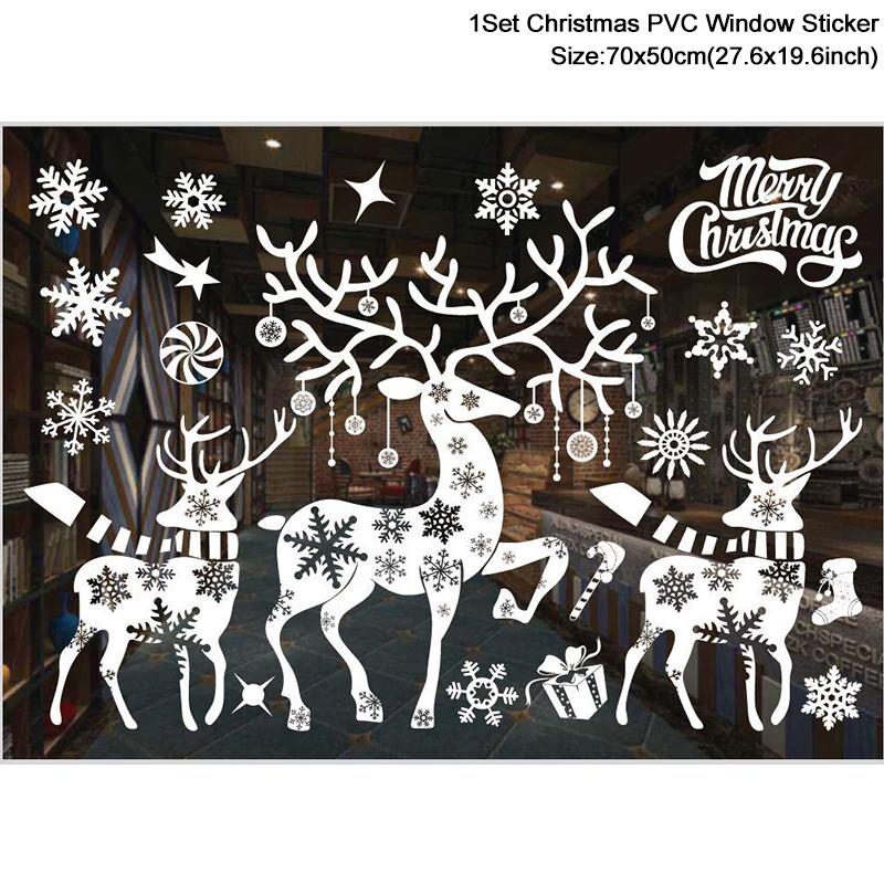 Christmas Window Stickers Santa Claus Snowflake DIY Wall Decal 2026 Christmas Decorations For Home New Year Ornaments Gift 2026