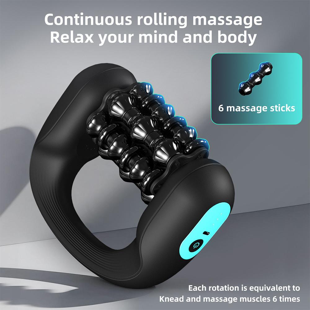 Rechargeable Rolling Percussive Massager Handheld Roller Massager Body Fatigue Relief Deep Tissue Muscle Rolling Massage Tool