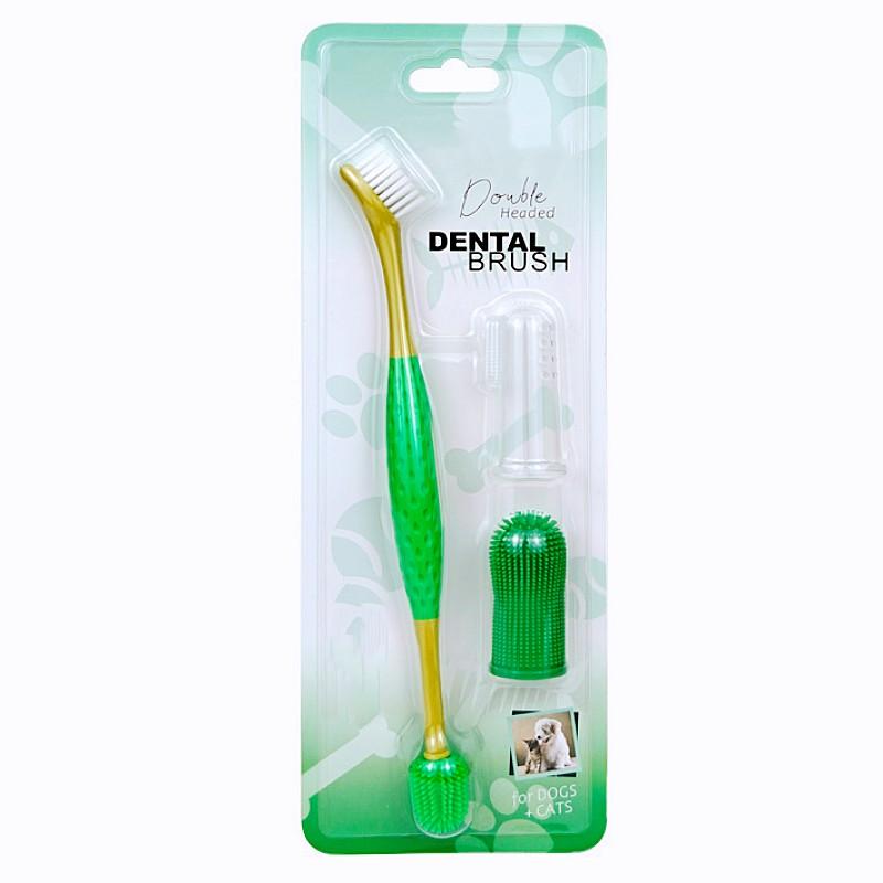 Dog Toothbrush Set Pet Toothbrush 3PCS Double Head Toothbrushes for Dog Teeth Cleaning Oral Care Cat Toothbrushes Pet Supplies
