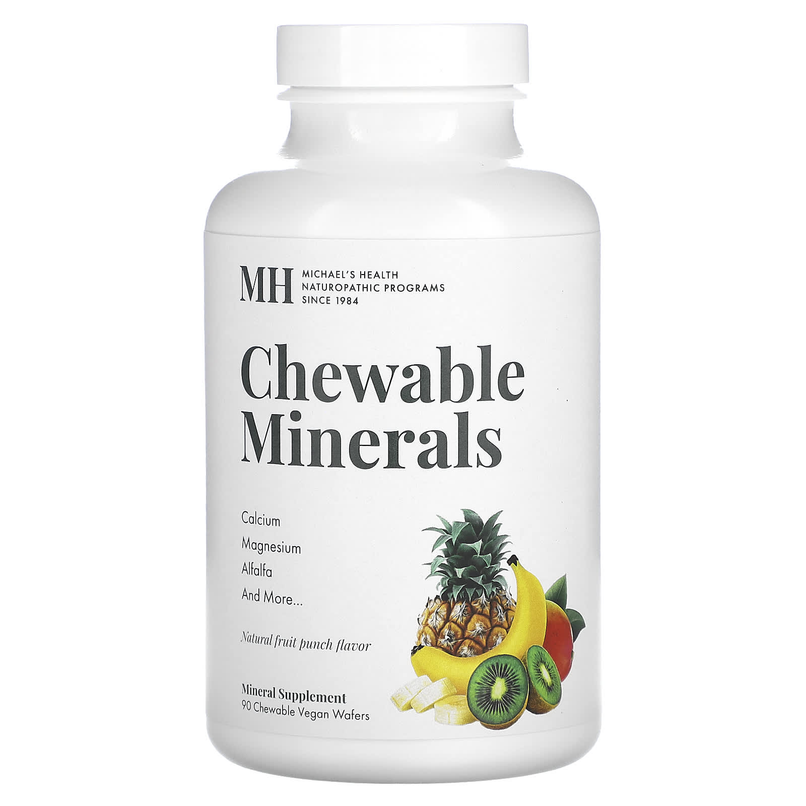 

Michael S Health, Chewable Minerals, Natural Fruit Punch, Chewable Vegan Wafers, 90 Pieces