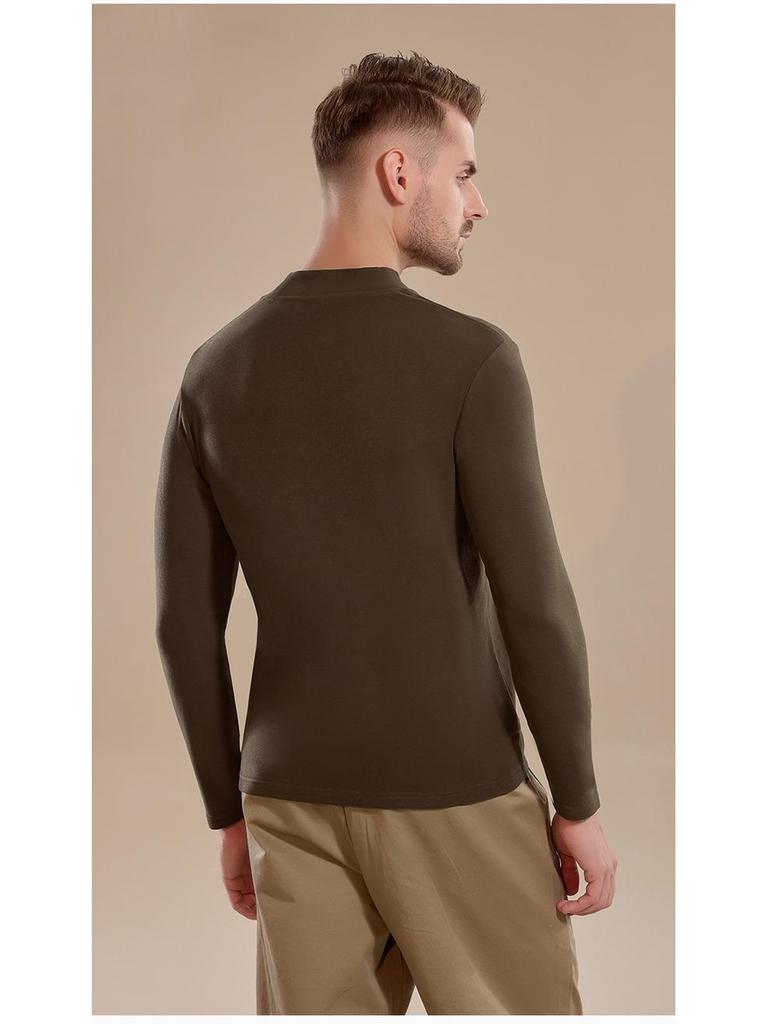 Men's Half-High Collared German Cashmere Thermal Top - Antibacterial, Warm, Versatile Long-Sleeve Shirt.