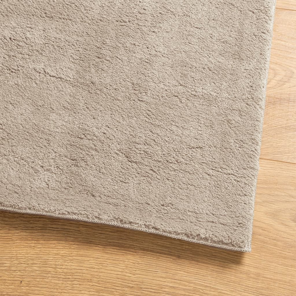 HUARTE Short Pile Rug Soft and Washable Sand Color 120x120cm