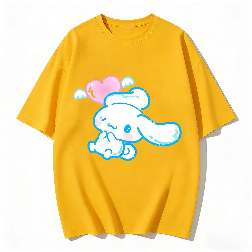 Cute Cinnamoroll Heart Wing Print Tshirt Casual Short Sleeve Tees Sweet Family Matching Outfits Fashion Parentchild Clothing