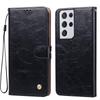 Vintage Crazy Horse Texture PU Leather Flip Wallet Phone Case for Samsung Galaxy S21 Ultra Card Holder Kickstand Shockproof Protective Cover