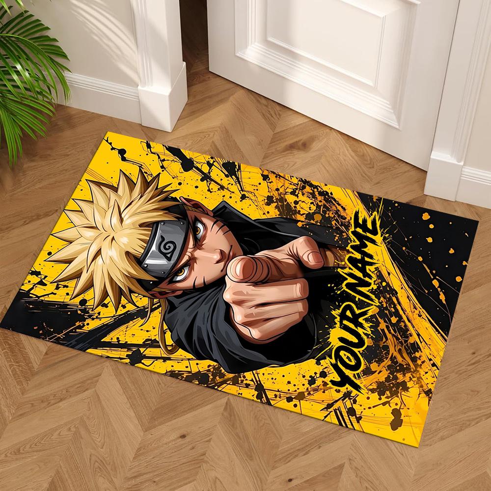 Naruto Character Personalized Name Floor Mat Design for Dining Room Balcony Foyer Kitchen Anti-slip Rug Anime Office Decor Perfect Gift for Women/Men