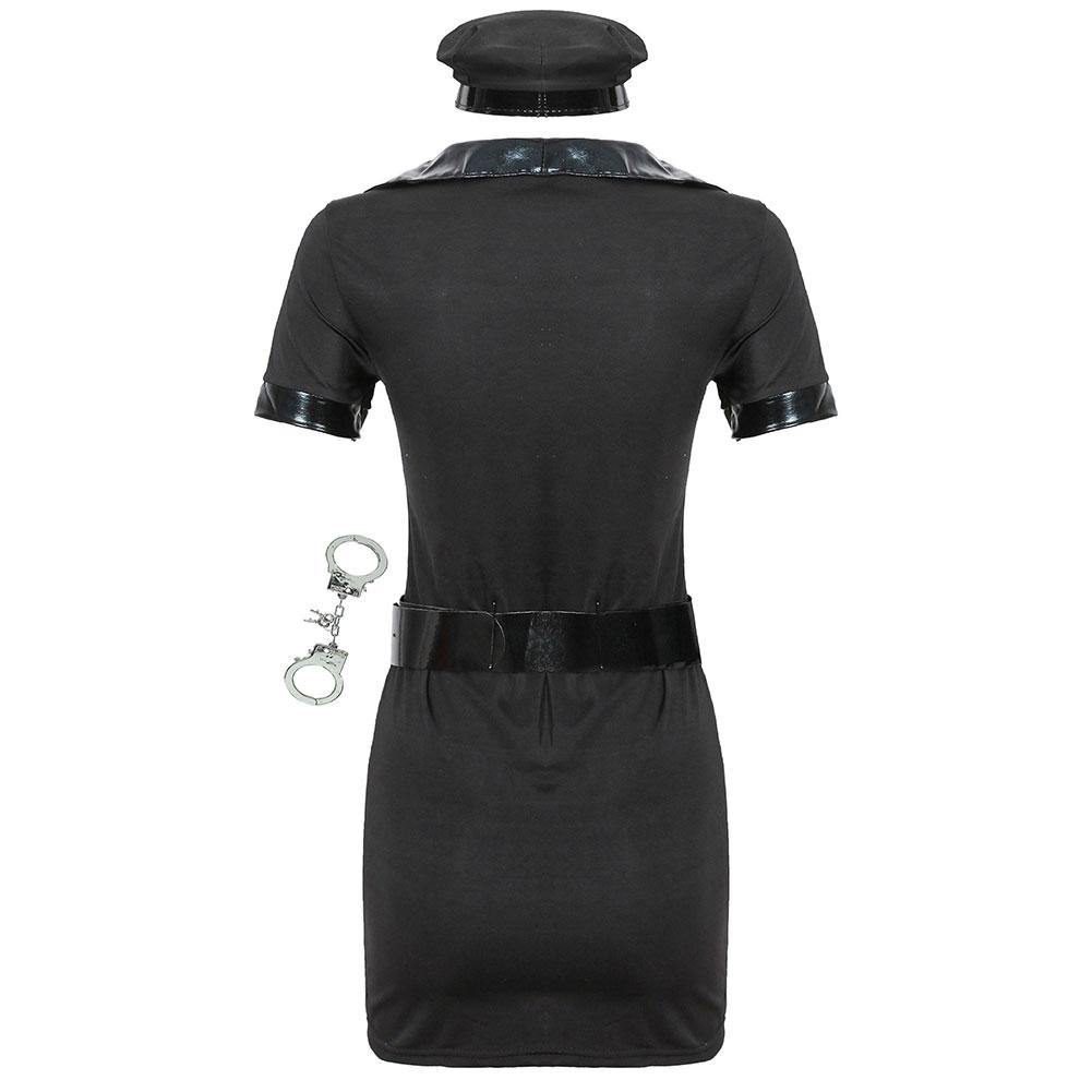 Women Cop Uniform Outfit V-Neck Sexy Cop Jumpsuit Police Officer Role Playing Costume Ladies Carnival Party Clubwear Fancy Dress