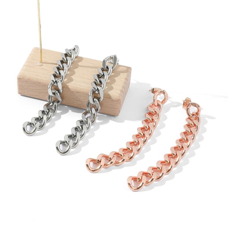 Minimalist Women Silver Gold Hip Hop Style Chain Tassel Earring For Fashion Girl Party Punk Stainless Steel Jewelry Gift