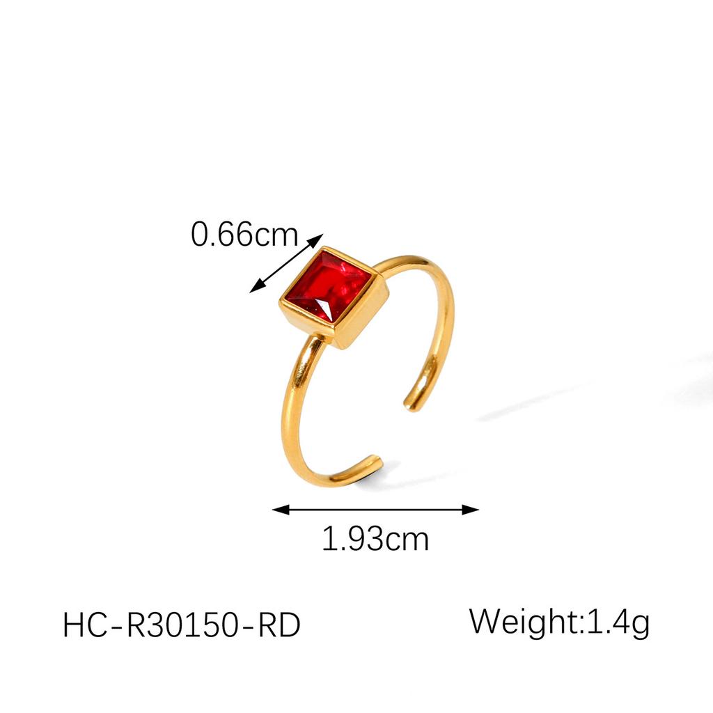 Titanium Steel Ring for Women, Niche Light Luxury High-end Stainless Steel Plated with 18K Gold, Inlaid Square Zircon Ri