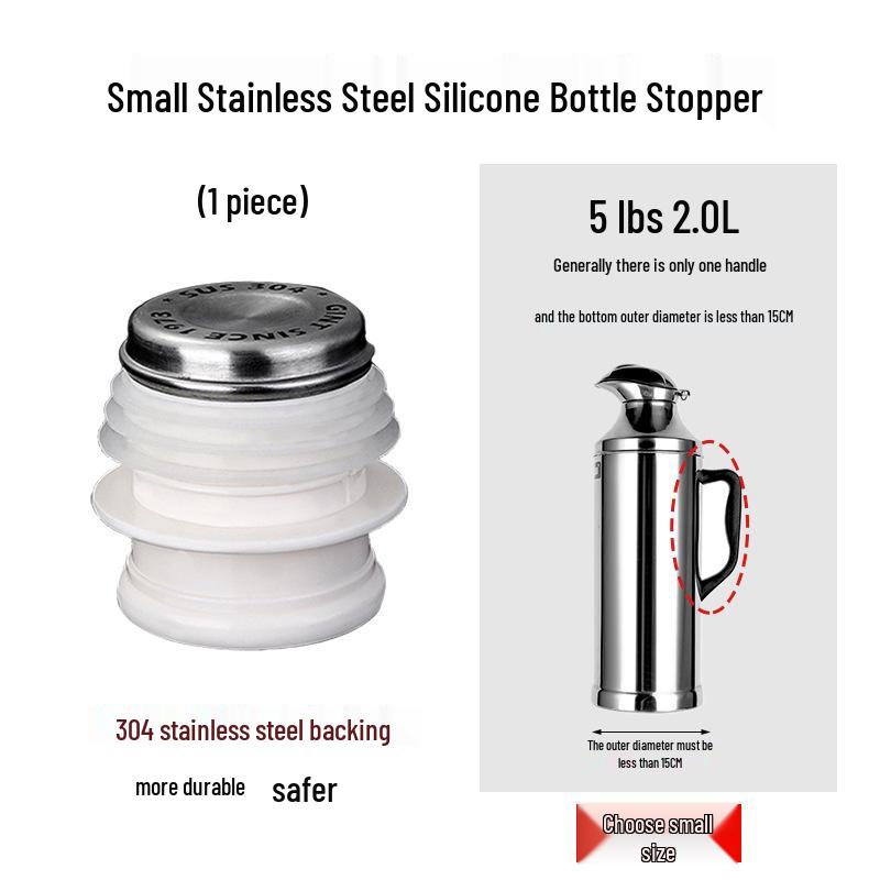 Insulated Thermos Lid with Silicone Cork and Wooden Top for Hot Water Bottles