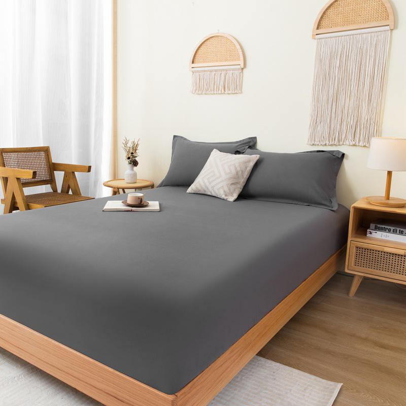 Solid Color Sheet Fitted Flannel Comfortable Skinfriendly Cotton Dustproof Protection For Singledouble Beds