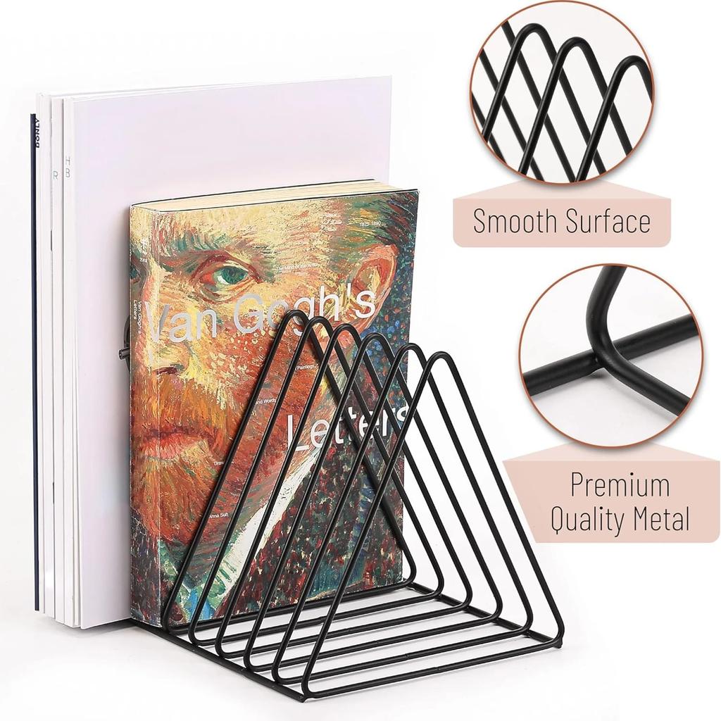 Vinyl Record Holder 9 Slot Metal Storage Rack Vinyl Albums Storage Organizer Magazine Book CD Album Triangle Display Rack Record