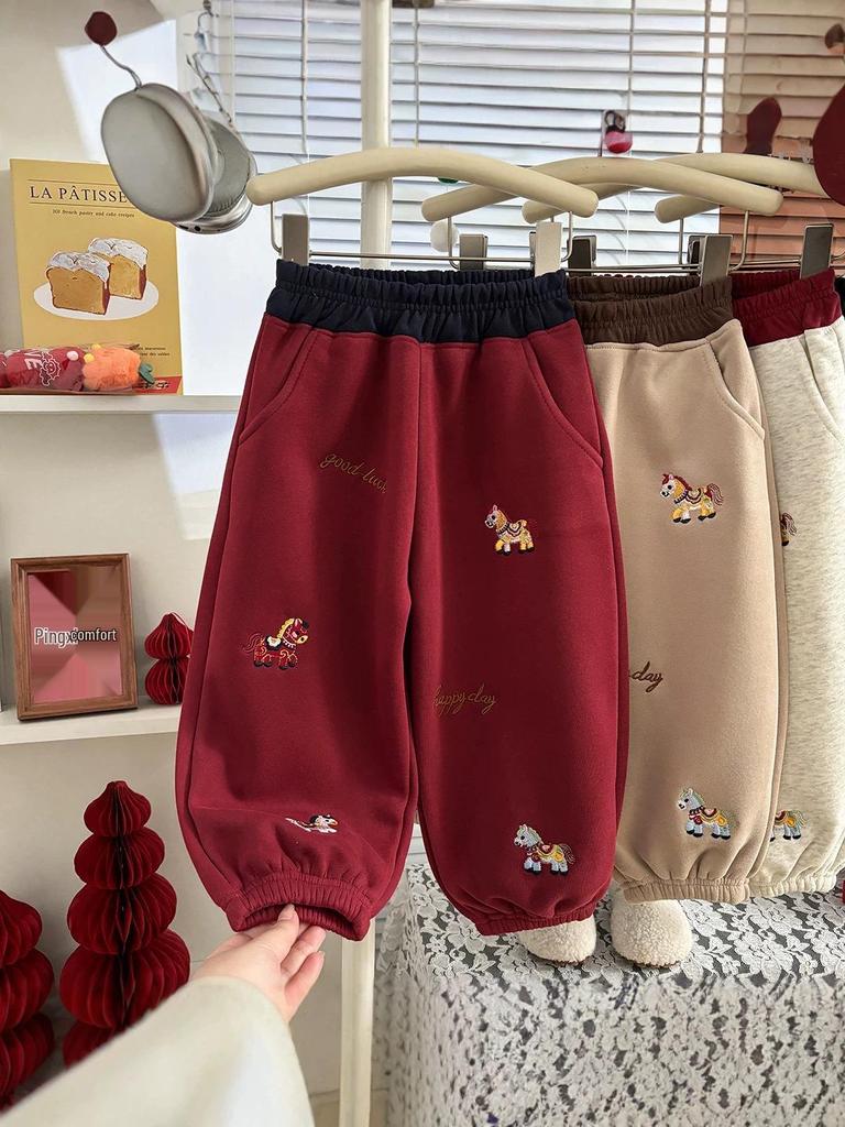 2026 Autumn Unisex Kids Cartoon Embroidered Bermuda Jogger Shorts