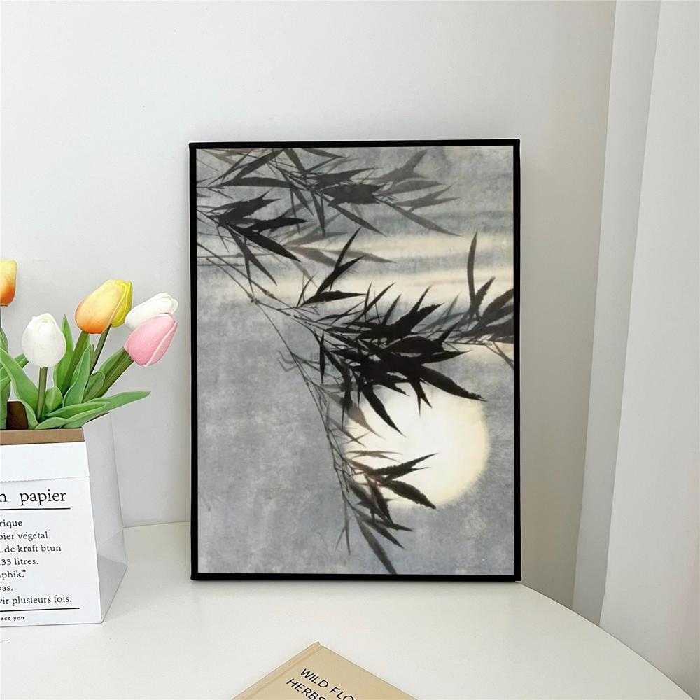 1pc Traditional Chinese Feng S-Shui Plum Orchid Bamboo Landscape Self-adhesive Art Poster Waterproof Paper Sticker Wall Decor