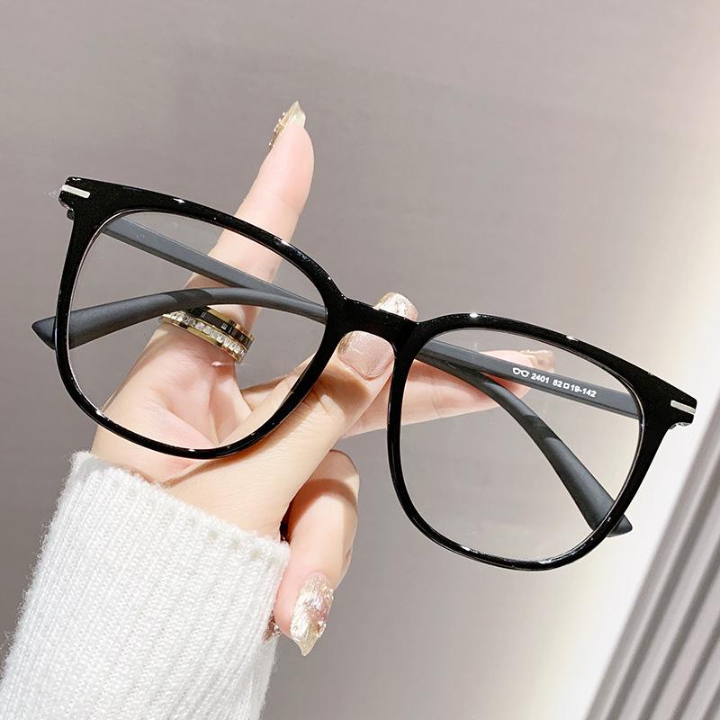 New Women's Large Frame Glasses, Essential Anti-Blue Light, Round/Square Faces, Clear Lenses, High-End Slimming Design