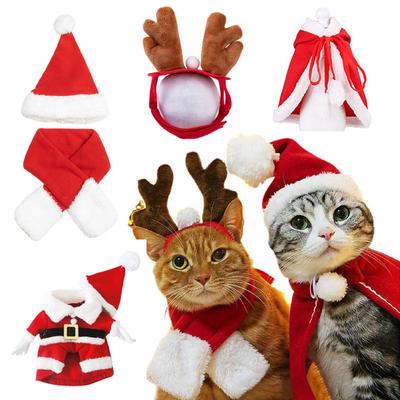 Christmas Dog Clothes Cute Cat Dog Hat Costume Headwear Santa Claus Pet Cloth  Christmas Decoration Dog Accessories
