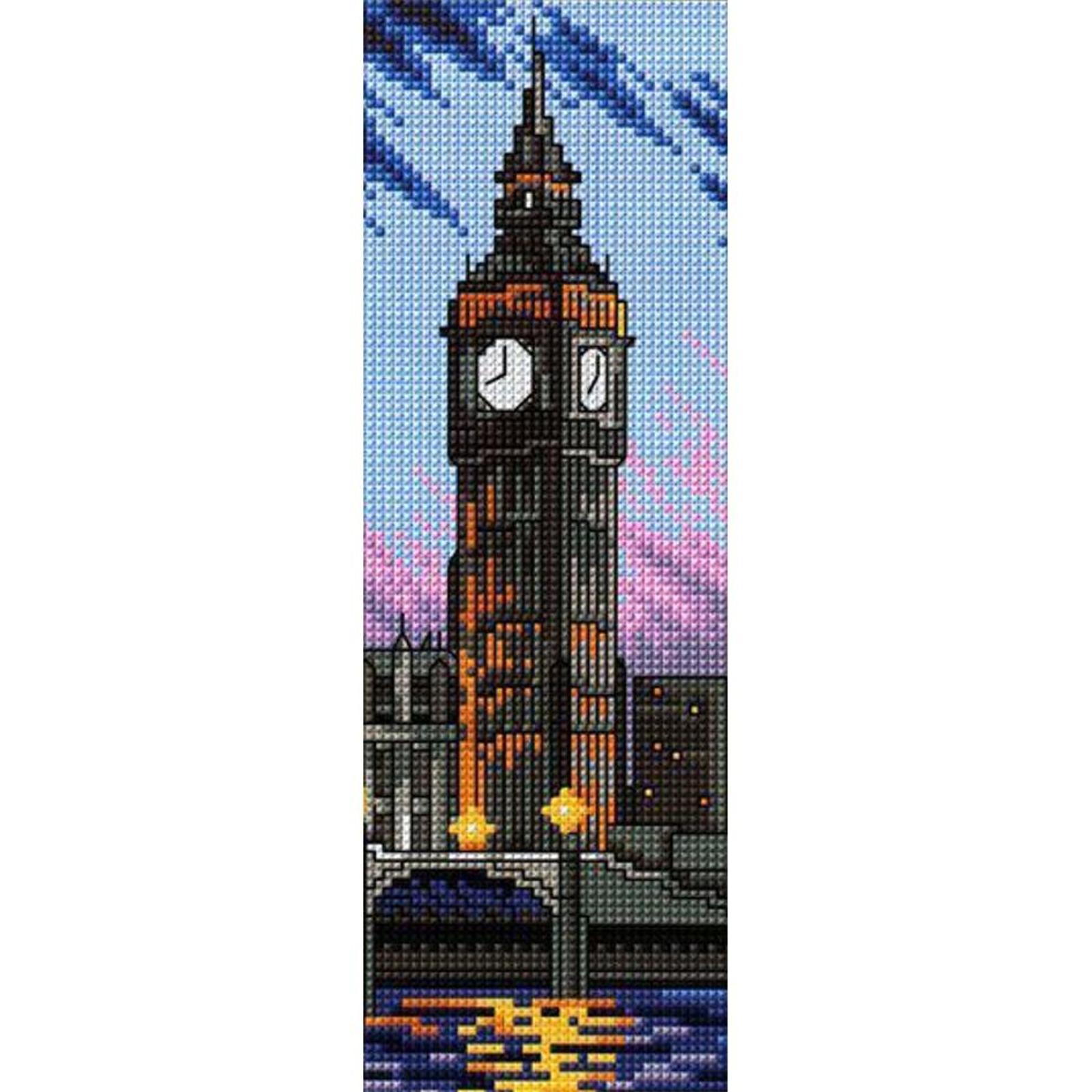 

11CT Stamped Double-Sided Big Ben DIY Bookmarks Cross Stitch Kits 18x6cm Bookshelf Bookmark Making Kit for Adults Beginners