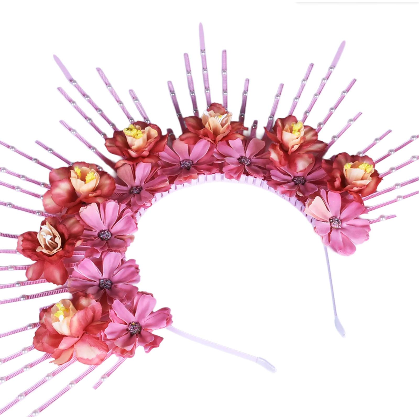 

Graceful Floral Hair Garlands Silk Headpiece Ethnic Hair Decoration with Colorful Flowers Floral Charm for Photoshots 1 червоний