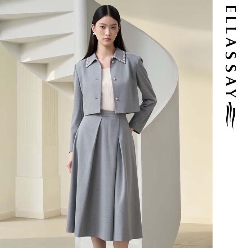 ELLASSAY High-Waist Pleated Asymmetric Midi Skirt