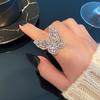 Super Immortal Zircon Butterfly Open Index Finger Ring, Trendy Design Temperament Versatile Index Finger Ring