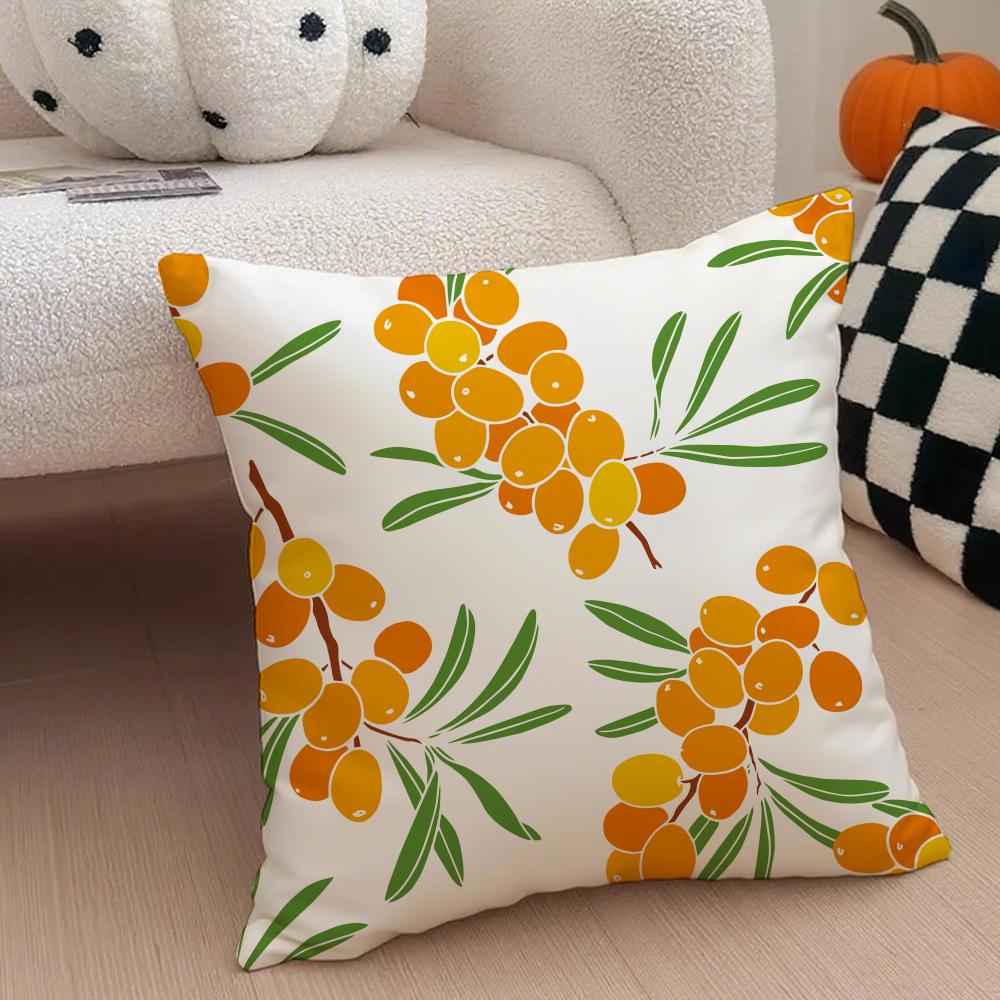 Fresh Vibrant Textile Pattern FFruit Print Art Cushion Cover Throw Pillow Cover Hidden Button Durable Polyester Chair Cushion