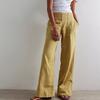 Womens Loose-Fitting Denim Pull-On Jeans Pockets High Waisted Baggy Straight Leg Stretchy Full Length Trousers Y2K Streetwear