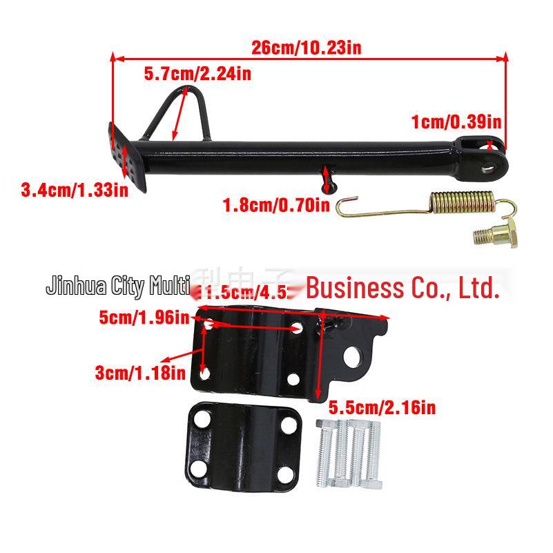 Electric Vehicle Accessories: Single & Double Kickstands, Side Stand with Screws, Springs, Hooks for Bikes and Motorcycles