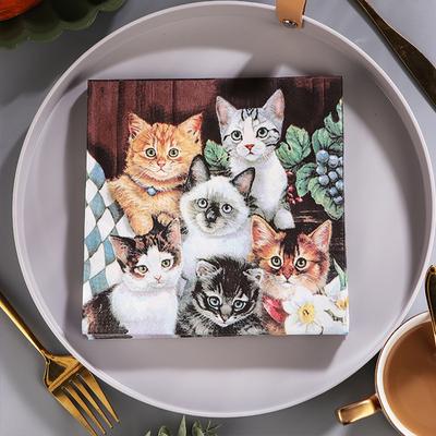 20 Pezzi/Sacchetto Tovaglioli Carta Gatti Decoupage Carta Tovagliolo Carta Velina per Decorazioni Natale Matrimonio Tavola Festa Forniture Ingrosso