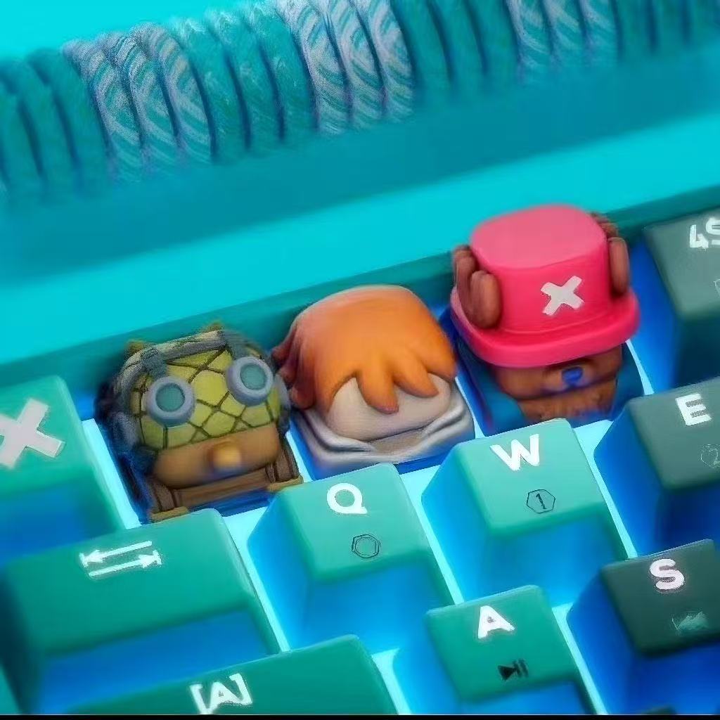 Cartoon Anime One Piece Figure DIY Nami Chopper Usopp Keycap Cross Mechanical Keyboard ESC Foundation Keycap Present