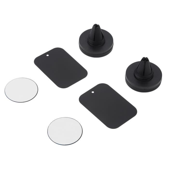 Support de téléphone - Aimant - Universel - Pour iPhone et Samsung - 2 pièces - Plastique noir