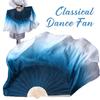 Classical Dance Fan Gradient Ink Blue Silk Double-Sided Extended Veil Folk Classical Dance Hand Fan Yangko Dance Performance Fan