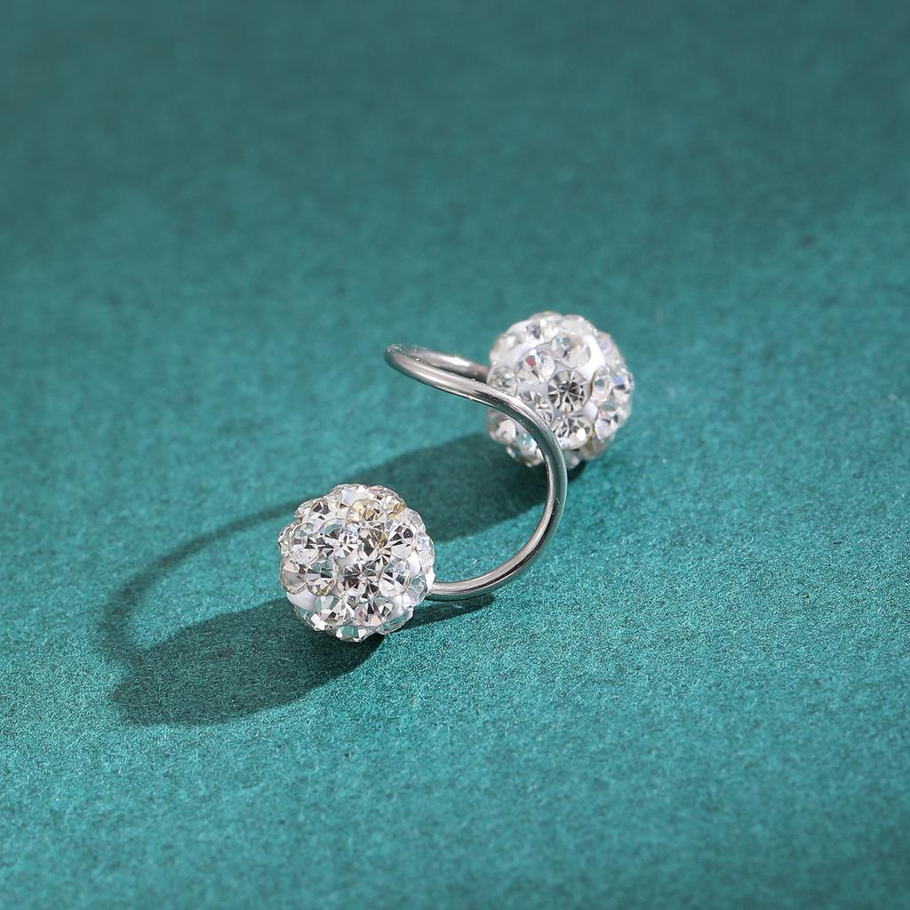 Super flash round bead spring screw stud earrings for women's new design sense niche unique high-end fashion earrings for women