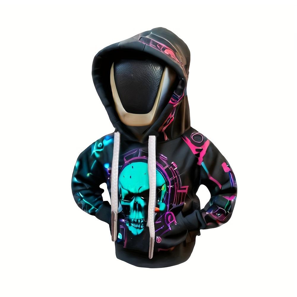 

Креативный череп Ручка переключения передач автомобиля Толстовка с капюшоном Одежда Чехол на ручку переключения передач автомобиля Маленькая толстовка Салон автомобиля Чехол на рычаг переключения передач Blue