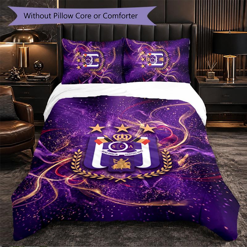 Biancheria da Letto a Tema FC Anderlecht Set 3 Pezzi Copripiumino Biancheria da Letto Decorativa Per Stanza Adolescenti Decorazione Casa