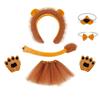 Kinder Süßes Löwen-Cosplay-Set Löwenohren Stirnband Schwanz Löwenpfoten Handschuhe Fliege Tüllröcke Halloween Kostüm