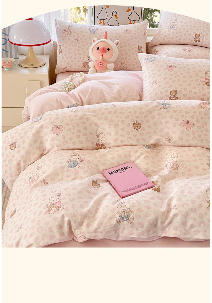 All cotton printed four piece set, 100% pure cotton household duvet cover, bed sheet, bedding, student dormitory three piece set