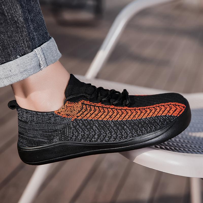 Men’s White Sports Shoes Running Sneakers Students Plus Size Breathable Black Wide Head Socks Shoes