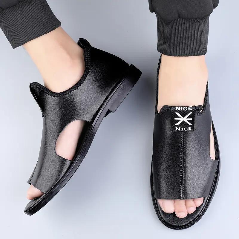 Men Black Shoes Sandals Sports and Leisure Leather Shoes for Men New Shoes 37-45