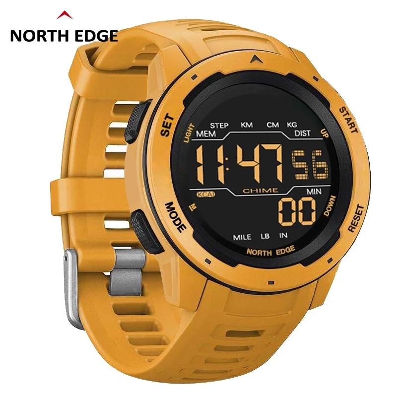 NORTH EDGE Men Digital Sports Watches Dual Time Pedometer Calories Alarm Clock Waterproof 50m Military Wristwatch Reloj Hombre