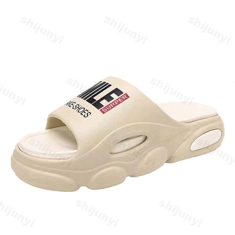 Fashion Men Slippers Fashion Bathroom Slippers Comfort Home Shoes Open Toed Thick Soft Sole Breathable Flat Platform Indoor Slippers