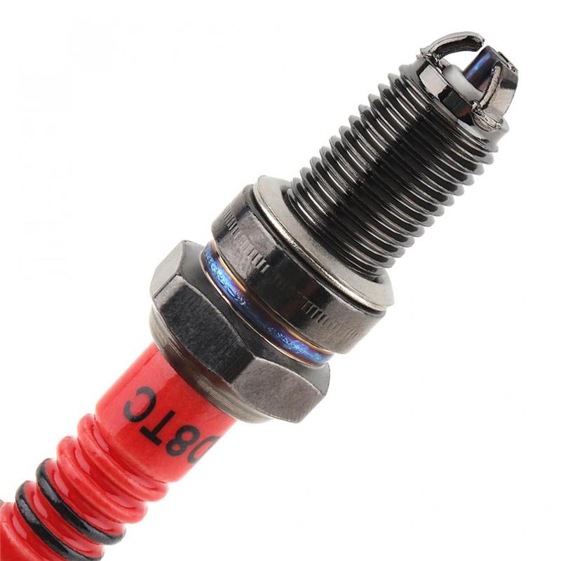 10PCS Motorcycle Spark Plugs D8TJC Multi-angle Ignition Red Head for CG 125cc 150cc 200cc 250cc Platinum Nozzles Spark Plugs